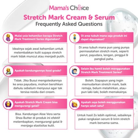 FAQ | Stretch Mark Treatment Series Mama's Choice (Stretch Mark Cream + Stretch Mark Serum) Obat Krim Strechmark Terdaftar BPOM