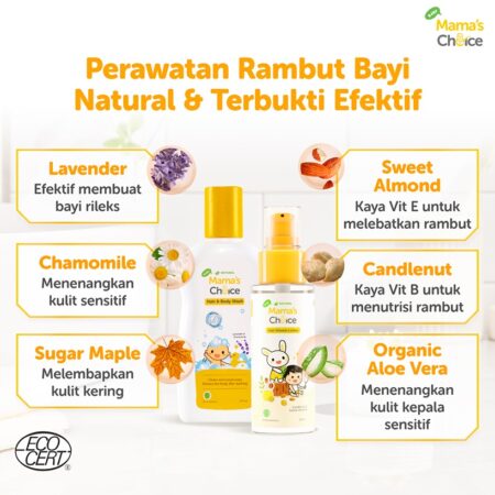 Natural Ingredients | Baby Healthy Hair Kit Mama's Choice (Hair Lotion Baby + Shampoo dan Sabun Bayi)