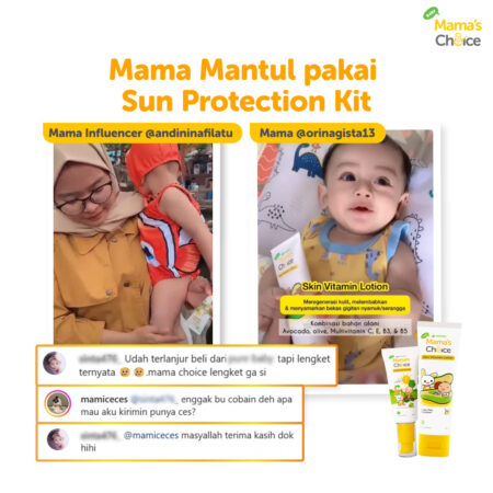 Testimony | Paket Hemat Sunscreen Anak & Bayi SPF30++ & Body Lotion Baby & Anak | Mama's Choice Baby Sun Protection Kit - Bundle Mama's Choice Baby Gentle Sunscreen & Baby Skin Vitamin Lotion