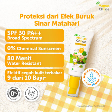 Baby Sunscreen | Paket Sunscreen Ibu Hamil SPF 20 PA++ dan Sunscreen Anak & Bayi SPF 30++ | Mama & Baby Sun Care Bundle - Mama's Choice Face Moisturizer (Mineral Sunscreen Moisturizer Ibu Hamil dan Menyusui) and Baby Sunscreen (Sunblock anak & bayi face and body)