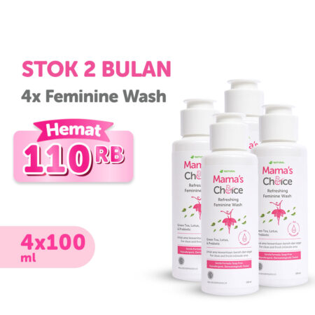 Bundle 4 pcs | Pembersih Kewanitaan - Refreshing Feminine Wash Mama's Choice (Feminine Hygiene Intimate Wash bebas sabun, aman untuk ibu hamil dan menyusui, terdaftar BPOM)